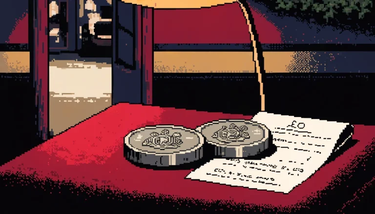 Two pound coins on a cashier desk surface in a UK gaming venue.