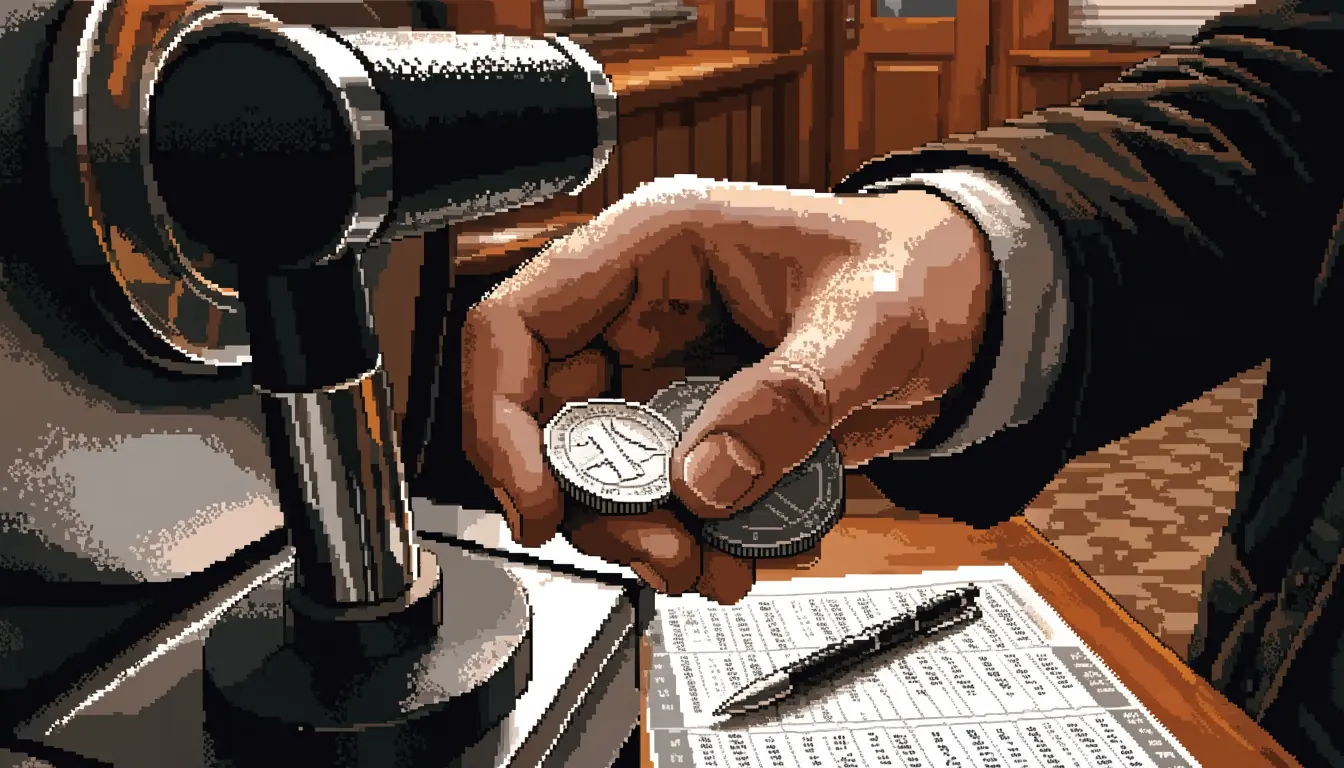 Hand holding pound coins beside a slot machine lever in a UK bookmaker shop
