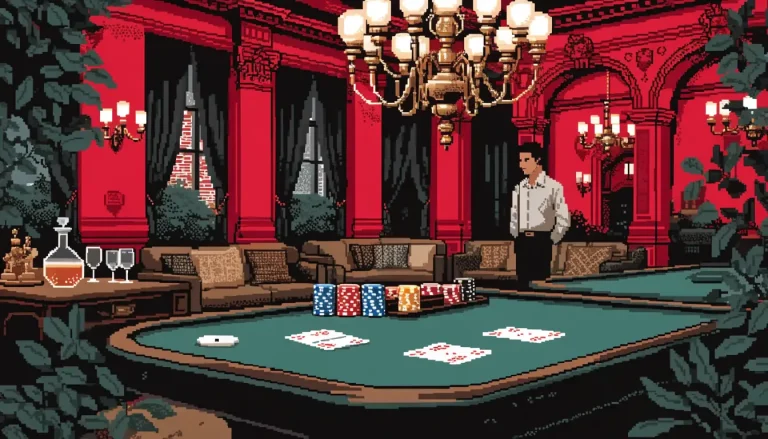 UK casino lounge interior with poker chips and cards on a green felt table