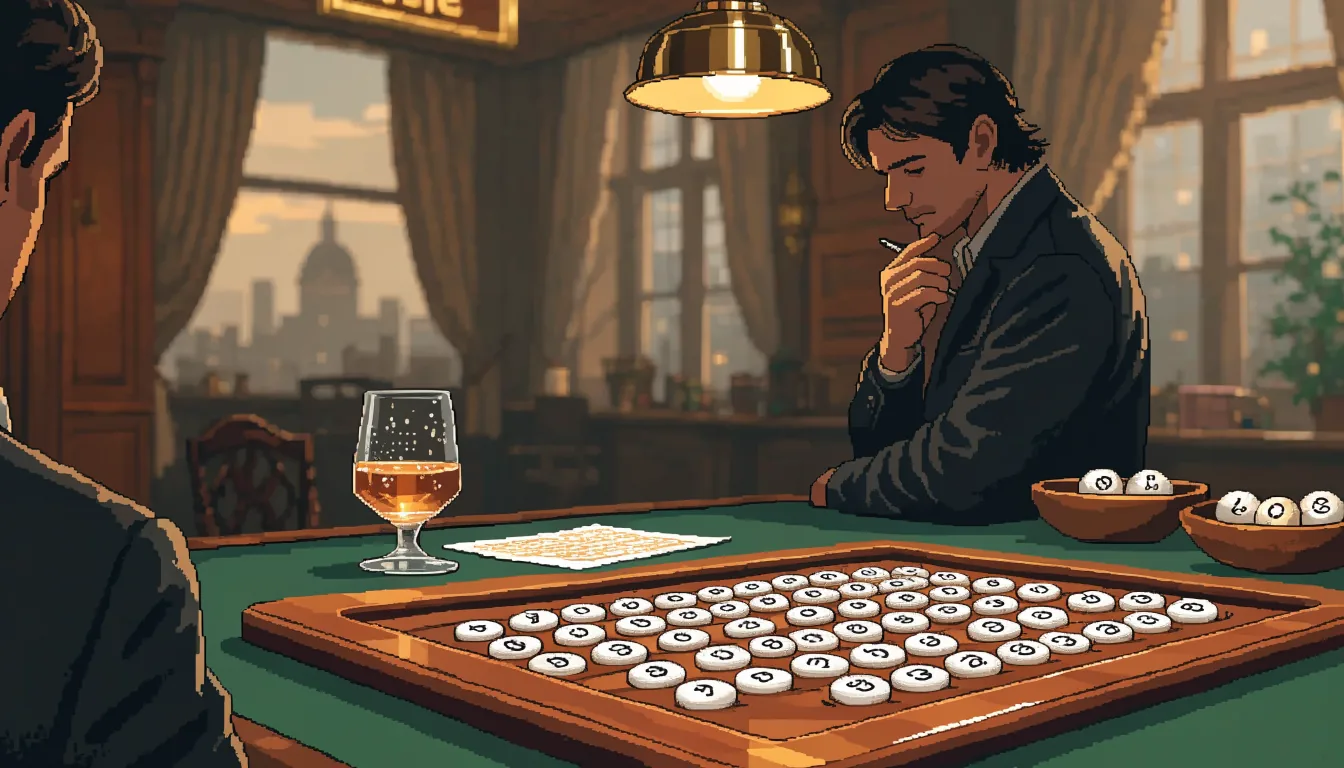 Keno board on a casino table with British setting