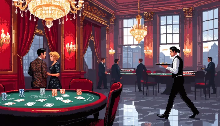 Elegant London casino interior with roulette wheel and card table