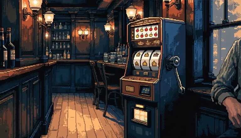 Classic fruit machine in a traditional British pub setting