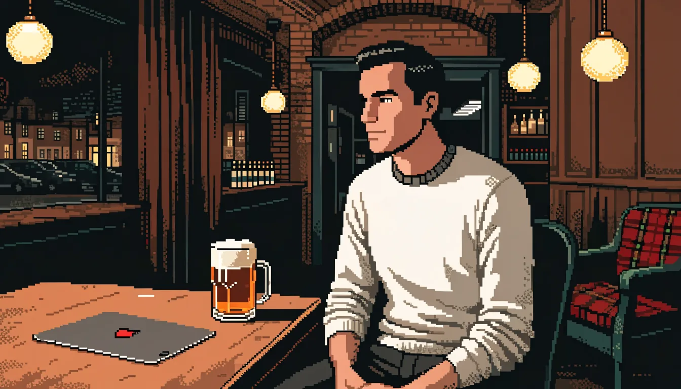 iPad on a pub table in a British pub, screen hidden from view