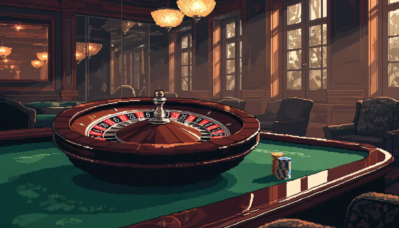 Roulette wheel on green felt table in an elegant UK casino lounge