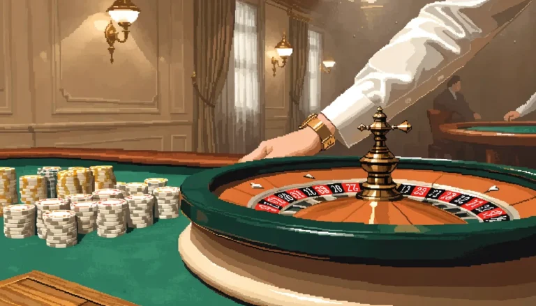 Roulette wheel on green felt table with chip stacks in a British-style live casino studio