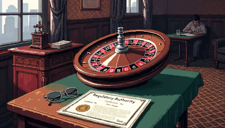 Roulette wheel beside an official certificate and reading glasses in a warm-lit room