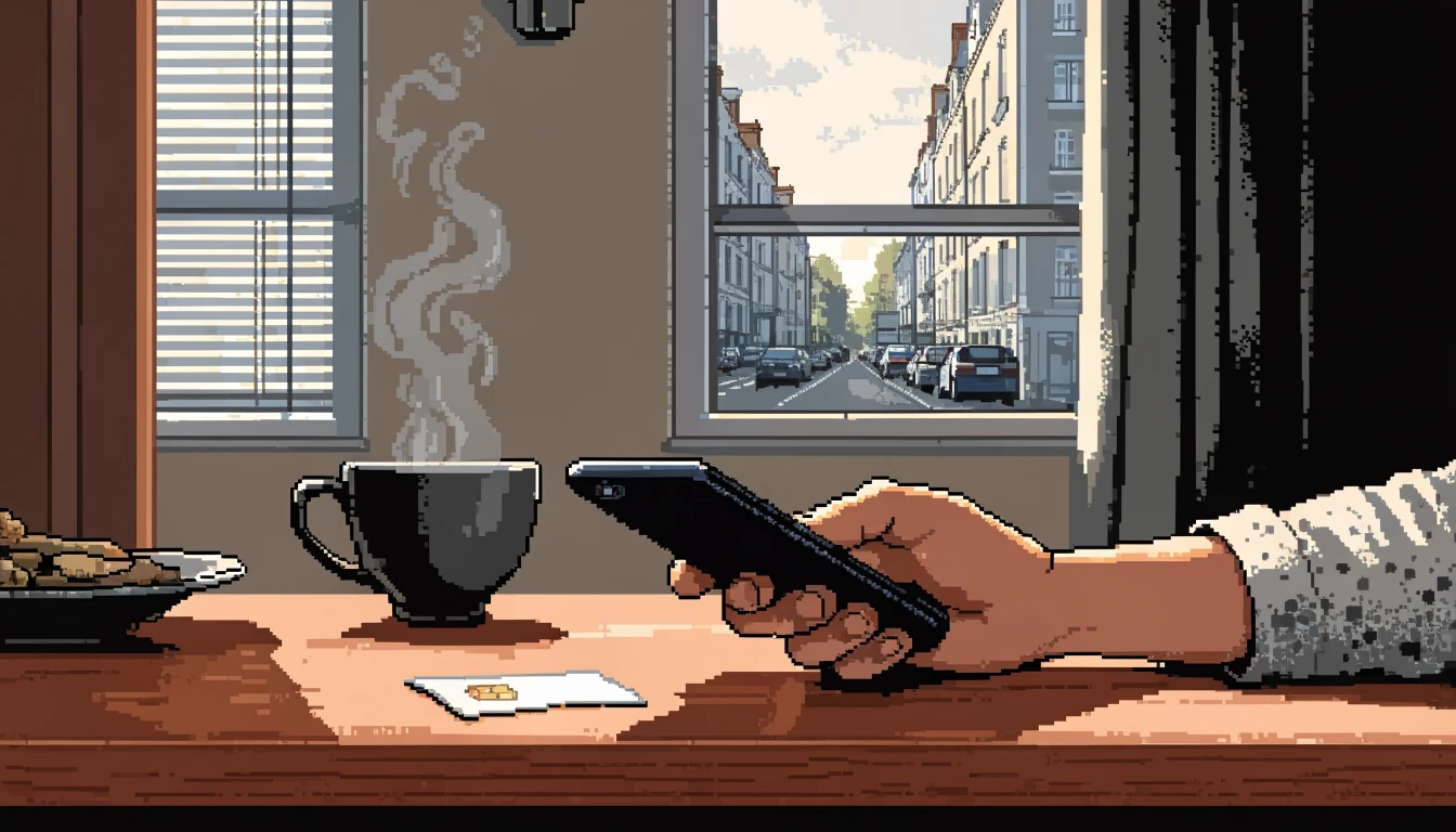 Hand with smartphone and contactless bank card on a table in a UK home