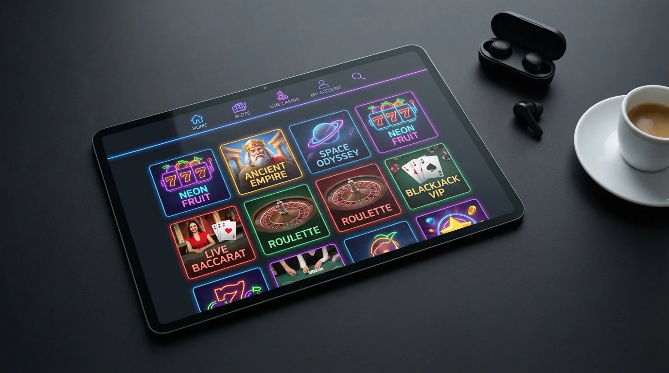 Modern online casino lobby interface showing game categories and provider logos